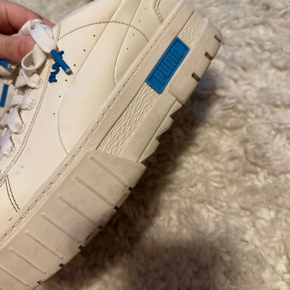 Puma White Platform Sneakers with Blue Accents - Picture 4 of 6